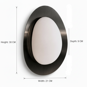 Modern Oval Marble Wall Light with Built-in LED | Smoke Black Metal Finish