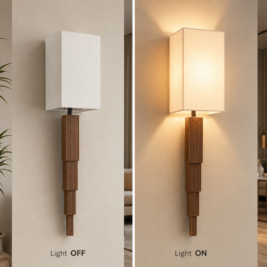 Coral Tree Luxury Ribbed Wall Light | Modern Fabric Shade Wall Lamp