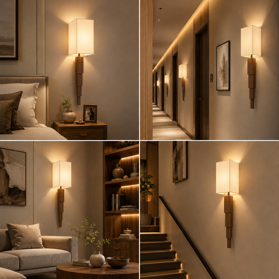 Coral Tree Luxury Ribbed Wall Light | Modern Fabric Shade Wall Lamp