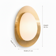 Modern Oval Marble Wall Light with Built-in LED | Brushed Gold Finish Decorative Wall Lamp