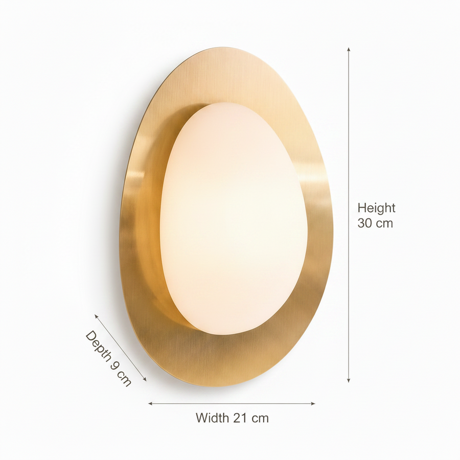 Modern Oval Marble Wall Light with Built-in LED | Brushed Gold Finish Decorative Wall Lamp