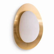 Modern Oval Marble Wall Light with Built-in LED | Brushed Gold Finish Decorative Wall Lamp
