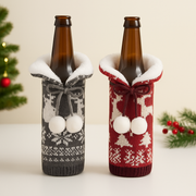 Coral Tree Woolen Christmas Wine Bottle Covers – Reindeer, Snowflake & Snowman