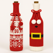 Coral Tree Woolen Christmas Wine Covers – Santa, Snowflake & Reindeer Design
