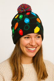 LED Christmas Woolen Beanie Cap with 5 White Lights – Free Size, Soft Knit Material, Multiple Light Transitions – Perfect Winter & Festive Wear for All Age Groups