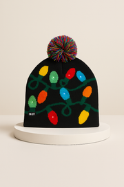 LED Christmas Woolen Beanie Cap with 5 White Lights – Free Size, Soft Knit Material, Multiple Light Transitions – Perfect Winter & Festive Wear for All Age Groups