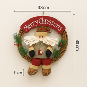 Coral Tree “Merry Christmas” Santa Hanging Wreath – 38 CM Round Wooden Ring | Handmade Christmas Door & Wall Decoration | Rustic Santa with Puffy Beard, Pine Leaves & Rope Hanger | Festive Home Décor