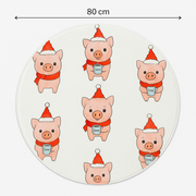 Coral Tree Christmas Piglet Round Mat – 80 CM Diameter | Soft Velvet Touch Kids Room Rug |