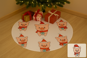 Coral Tree Christmas Piglet Round Mat – 80 CM Diameter | Soft Velvet Touch Kids Room Rug |