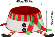 Coral Tree Elf Legs Christmas Tree Collar – Funny Foldable Tree Stand Skirt, 56 cm Base, Festive Holiday Decoration