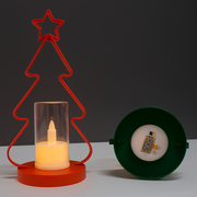 Coral Tree Set of 2 LED Christmas Tree Candle Holders – Red & Green Festive Lights