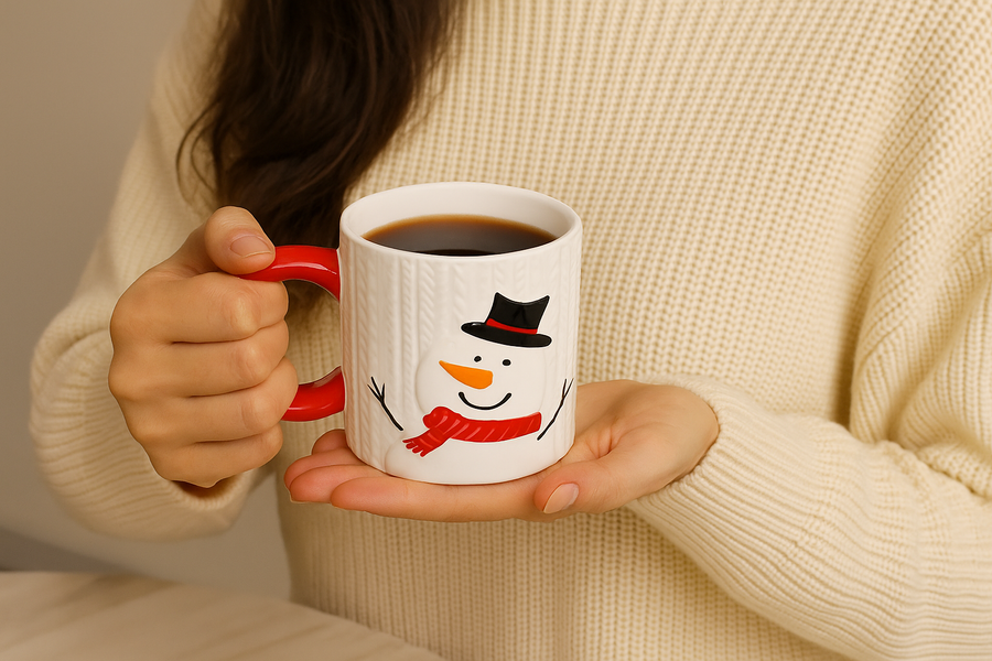 Snowmen Coffee Set with Mug and Saucer