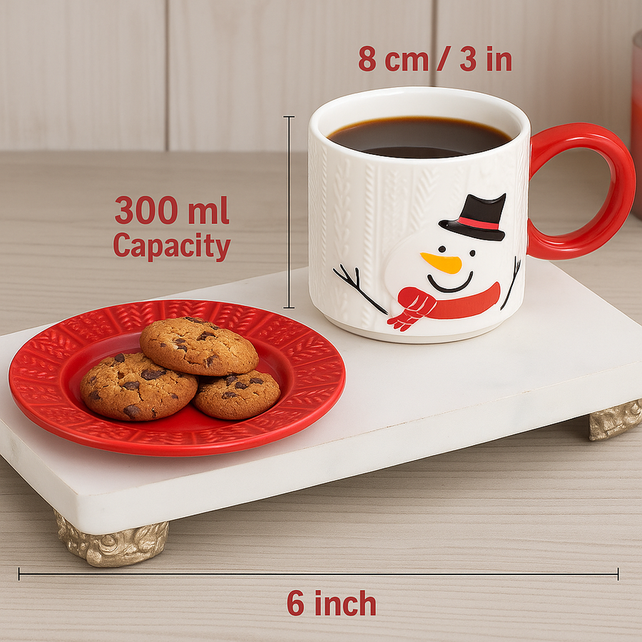 Snowmen Coffee Set with Mug and Saucer