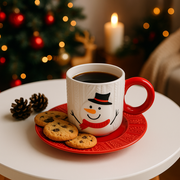 Snowmen Coffee Set with Mug and Saucer
