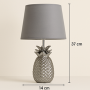 Coral Tree Silver Pineapple Table Lamp with Grey Fabric Shade