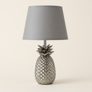 Coral Tree Silver Pineapple Table Lamp with Grey Fabric Shade