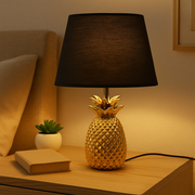 Coral Tree golden Pineapple Table Lamp with Black Fabric Shade