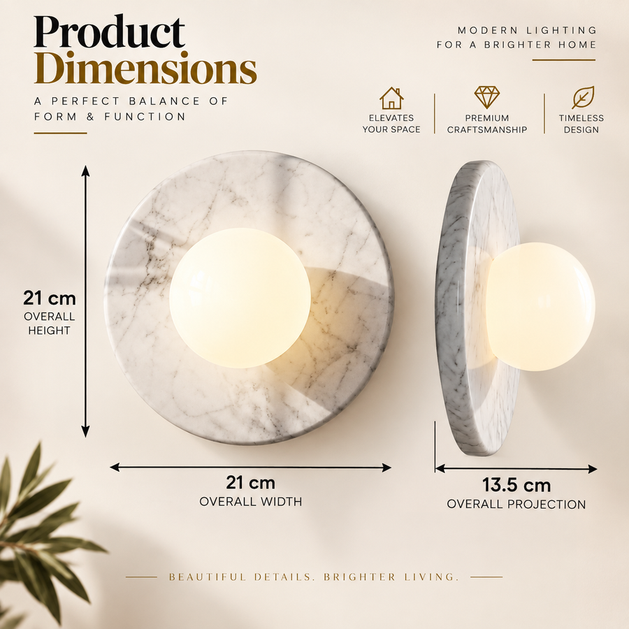 Luxury Carrera White Marble Round Wall Sconce – Minimalist Handcrafted Design with G9 LED Glow