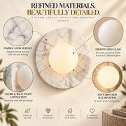 Luxury Carrera White Marble Round Wall Sconce – Minimalist Handcrafted Design with G9 LED Glow
