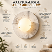 Luxury Carrera White Marble Round Wall Sconce – Minimalist Handcrafted Design with G9 LED Glow