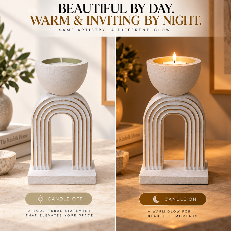 Minimalist pillar candle holder