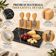 Mini Bamboo Cheese Board Set with Marble & Knives Style 3