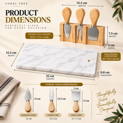 Mini Bamboo Cheese Board Set with Marble & Knives Style 3