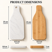 Bamboo Cheese Board Set with Marble Plate & Knives Style 1