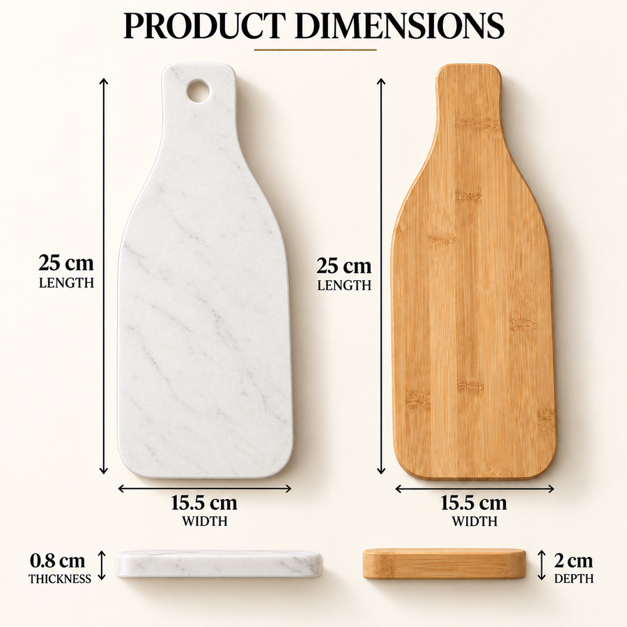 Bamboo Cheese Board Set with Marble Plate & Knives Style 1