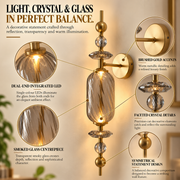 Smoked Glass & Brass Finish Decorative LED Wall Light