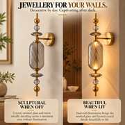 Smoked Glass & Brass Finish Decorative LED Wall Light