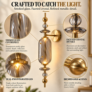 Smoked Glass & Brass Finish Decorative LED Wall Light