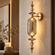 Smoked Glass & Brass Finish Decorative LED Wall Light