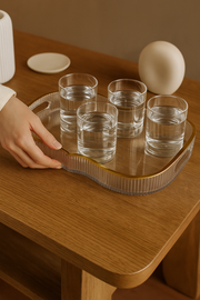 Coral Tree Transparent Acrylic Tray with Golden Rim & Handles