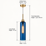 Modern Glass Pendant Light with Gold Finish & T30 Bulb | Adjustable Hanging Ceiling Light (41 cm Shade)