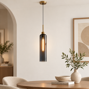 Modern Smoke Glass Pendant Light with Gold Finish & T30 Bulb | Adjustable Hanging Ceiling Lamp (41 cm Shade)