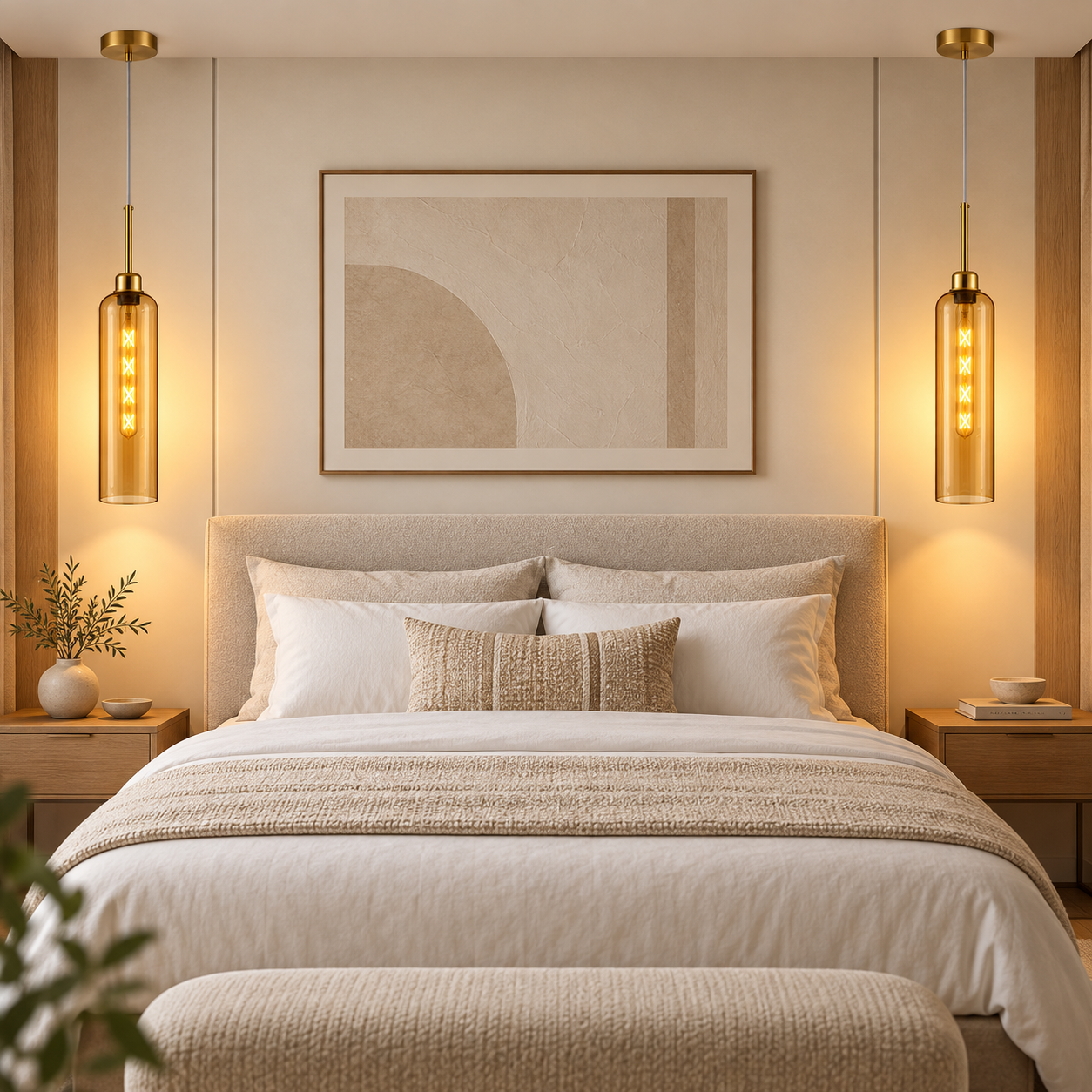 Modern Glass Pendant Light with Gold Finish & T30 Bulb | Adjustable Hanging Ceiling Lamp (41 cm Shade)
