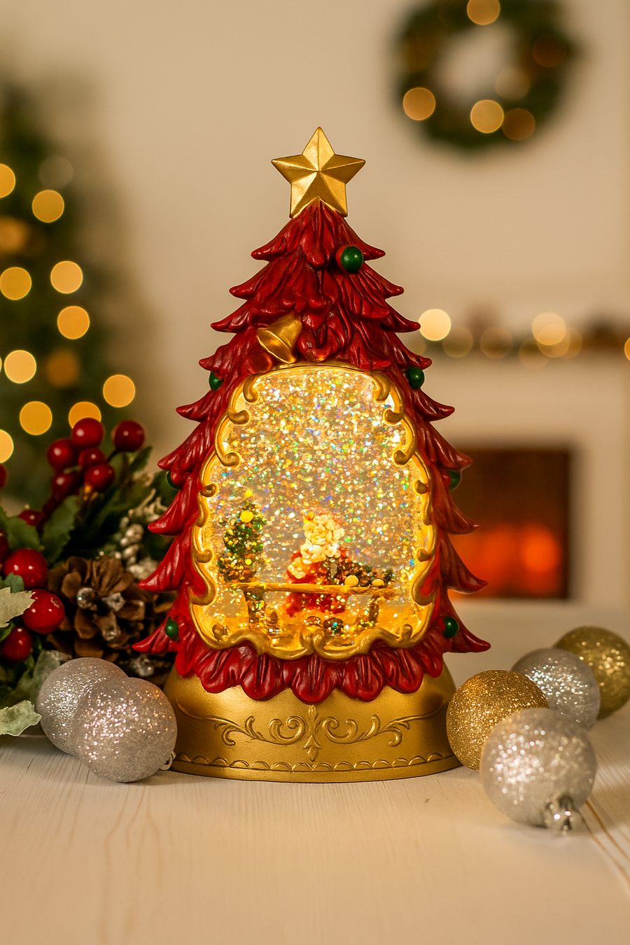 Coral Tree LED Christmas Snow Tree Light with Glitter Effect