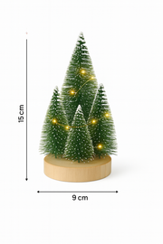 Mini Snow-Dusted Christmas Tree Decoration with Warm Fairy Lights