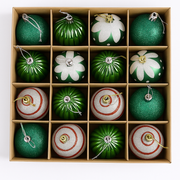 Christmas Tree Decoration Bauble Set – Green & Silver Collection (Pack of 16)