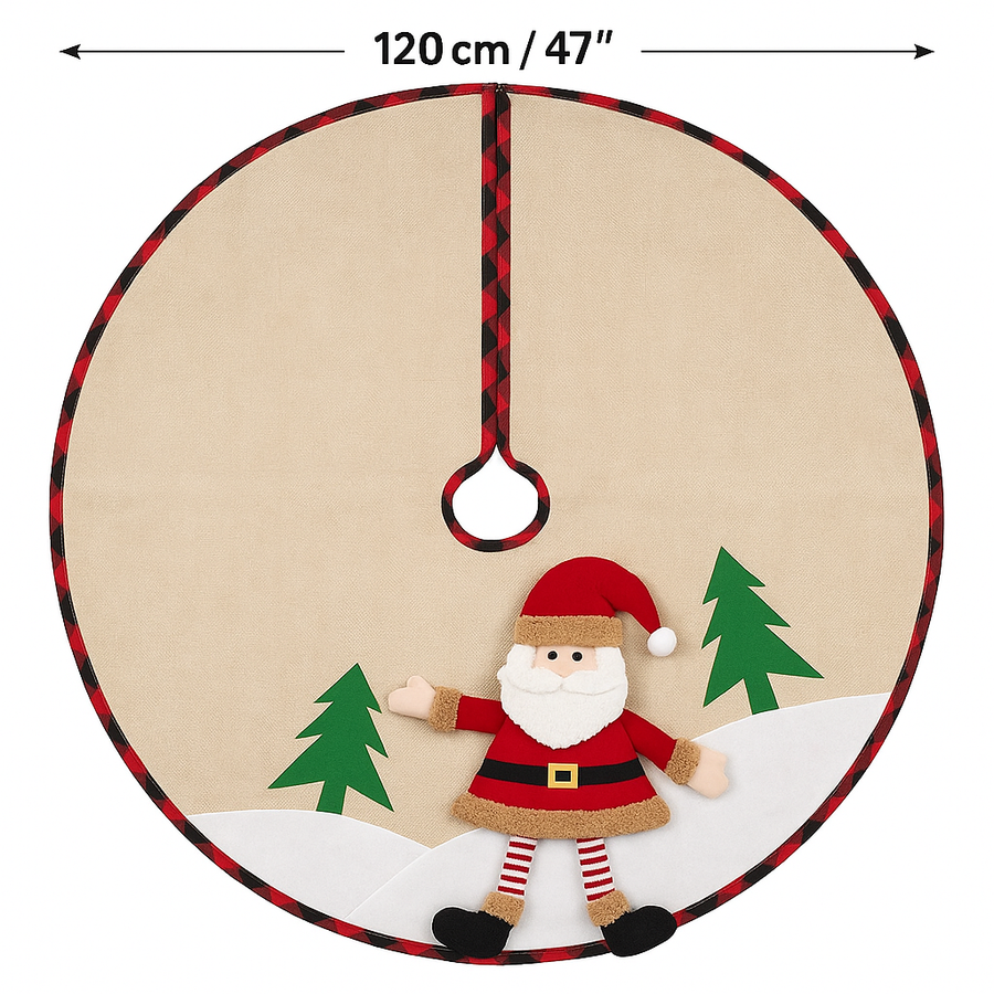 Christmas Tree Skirt with Santa Design – 120 cm Diameter