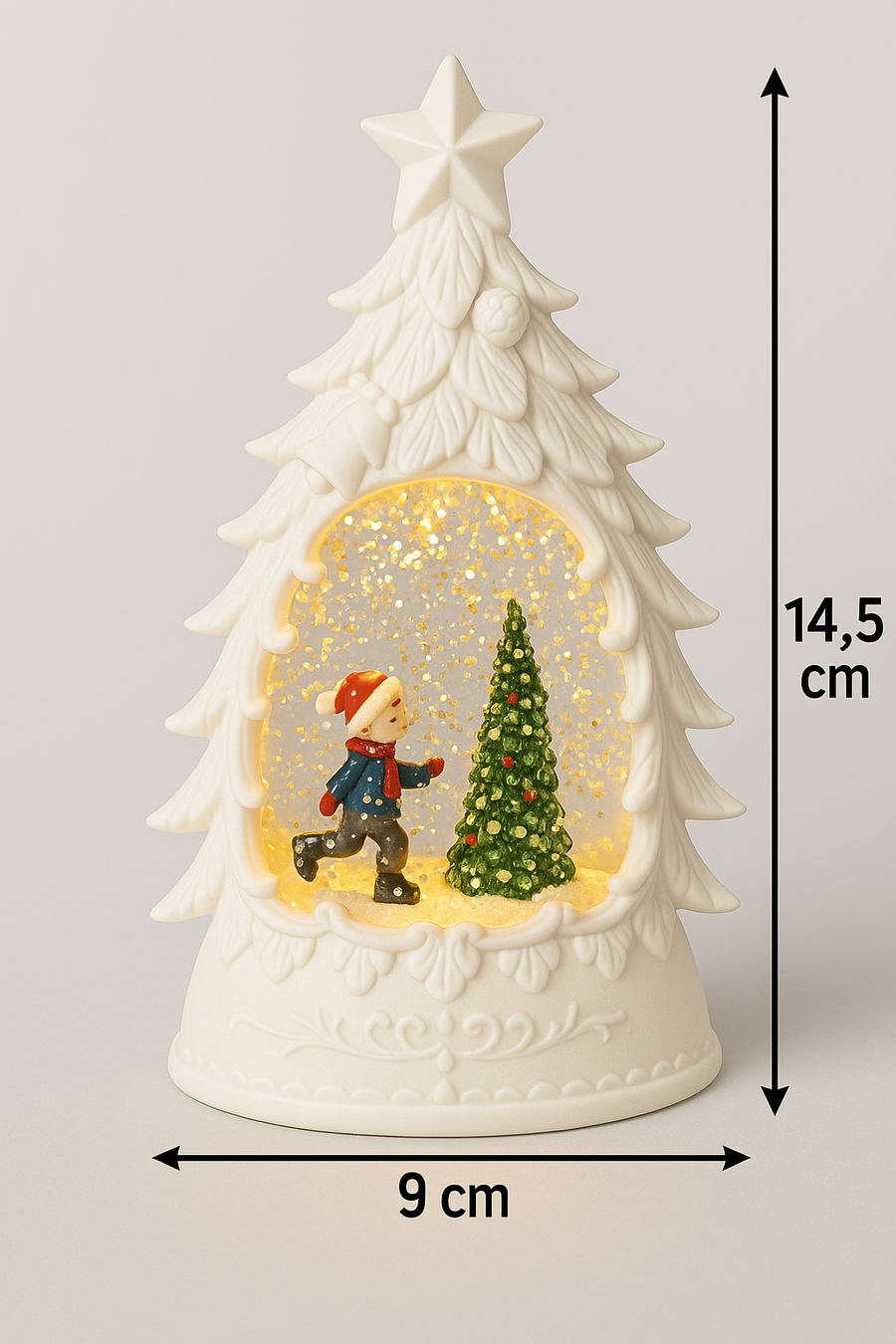 Coral Tree Ceramic LED Snow Tree Light with Glitter & Warm Glow – Christmas Décor Lamp