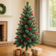 Artificial Christmas Tree with Snow-Frosted Branches & Red Berries – Indoor Festive Decoration