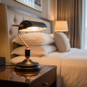 Modern Banker Style Table Lamp with Copper Arm | Premium Desk & Bedside Lamp | Black & White Color Options