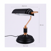 Modern Banker Style Table Lamp with Copper Arm | Premium Desk & Bedside Lamp | Black & White Color Options