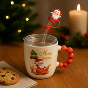 🎅 Festive “Merry Christmas” Santa Mug with Straw & Lid Set