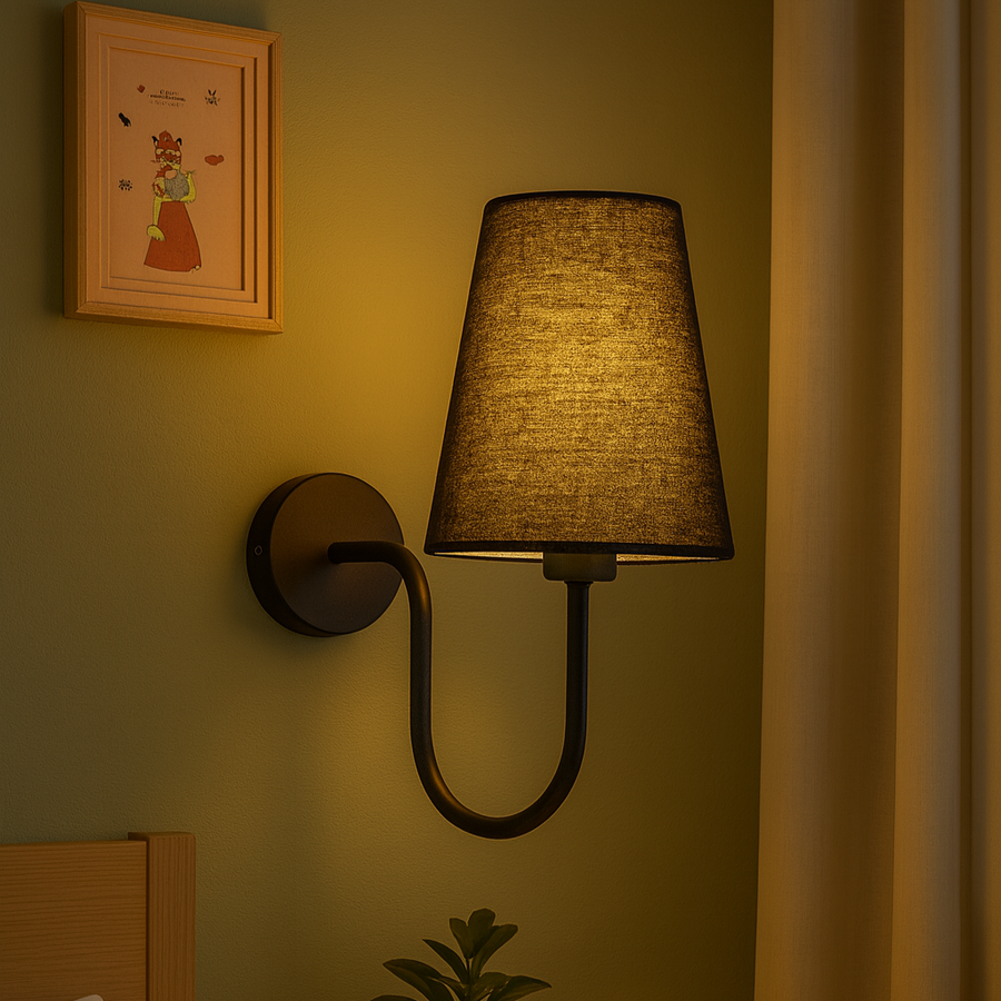 The Black Fabric Lamp Shade Wall Lights