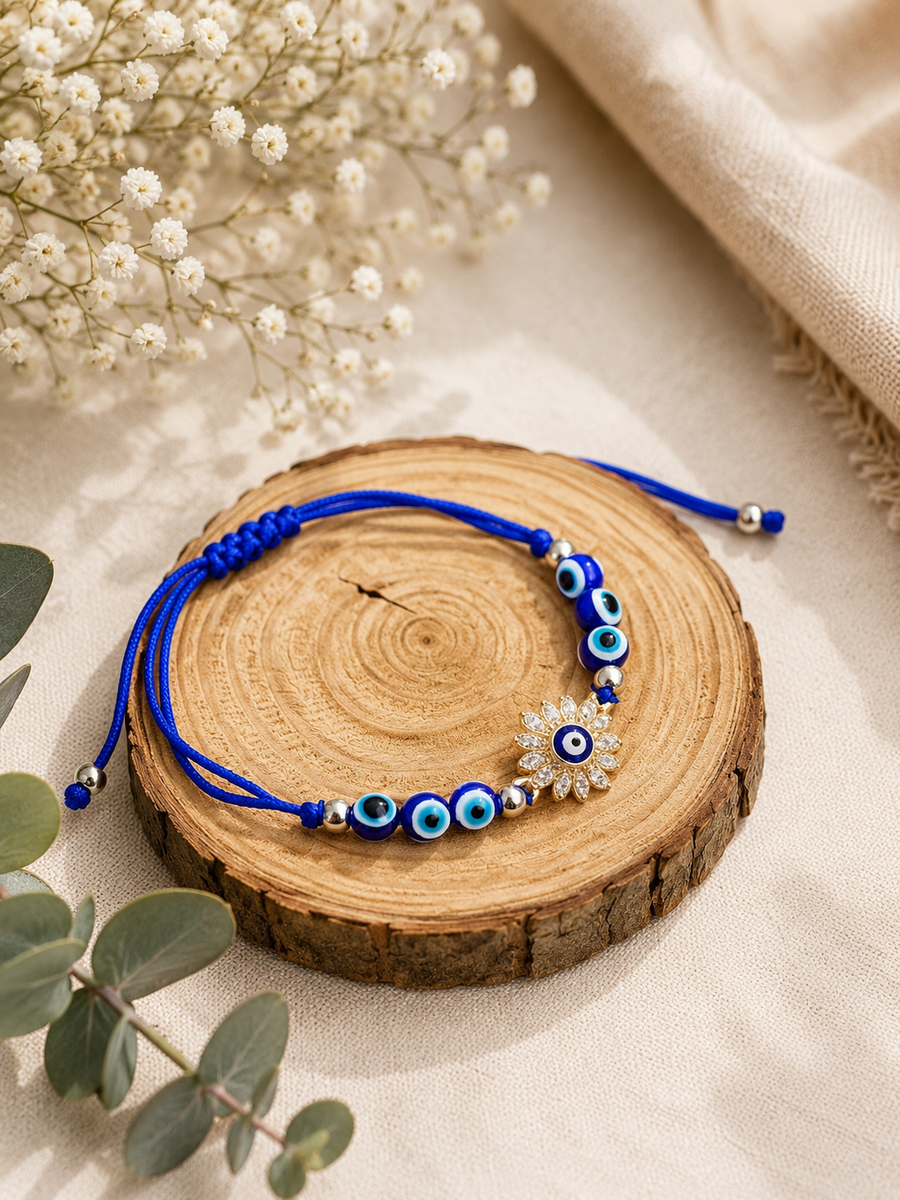 Diamond sun evil eye band