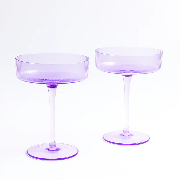 Coral Tree Stemmed Cocktail Glass Set of 2 | Premium Ribbed Coupe Glass | 175 ml
