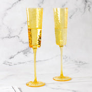 Coral Tree Amber Champagne Flute Set of 2 | Designer Stem Glass | 170 ml